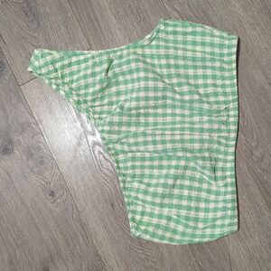 BOGO NWOT AE Gingham One-shoulder Linen Blend Crop Top